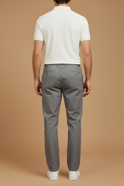 Pantalon Chino Gris Coton Cordon Ample Décontracté - vue 2