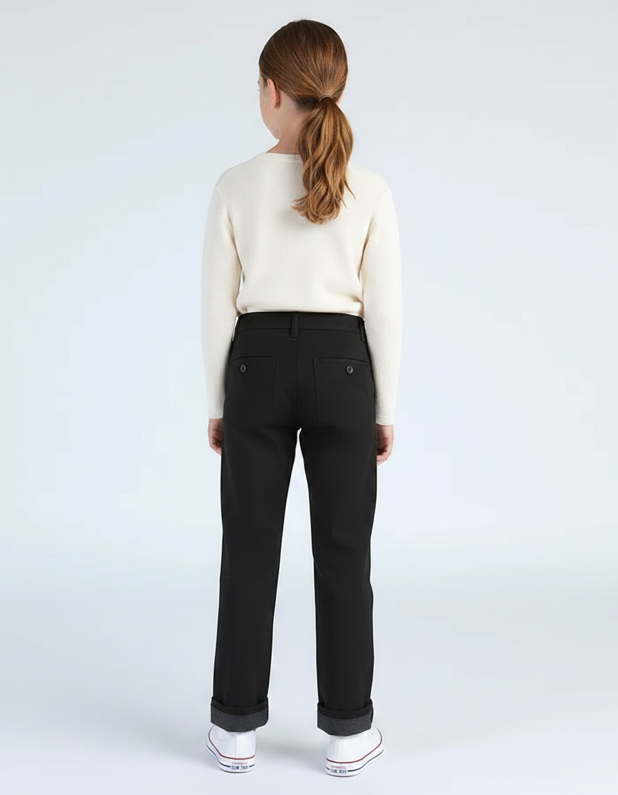 Pantalon Chino Noir Droit Enfant Coton Simple - vue 2