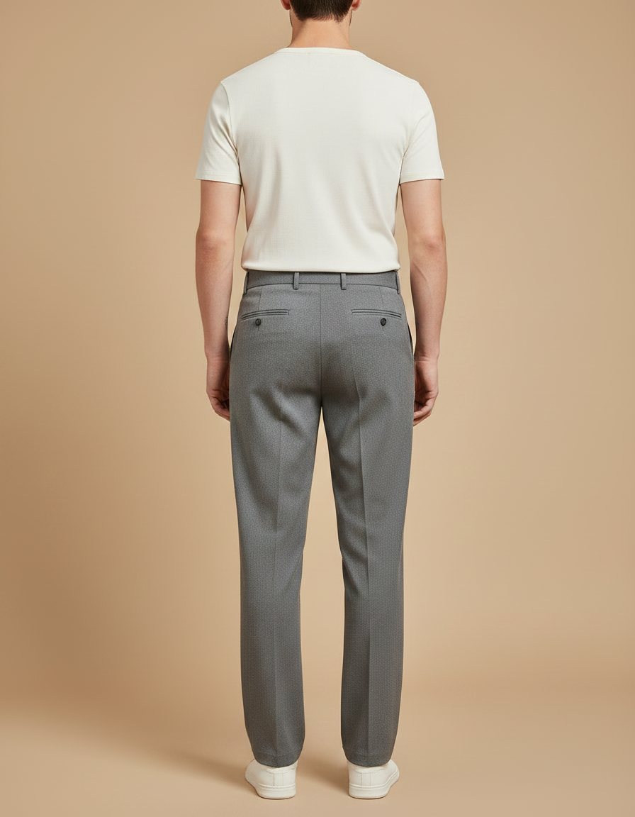 Pantalon Chino Gris Droit Élégant Business Homme - Gabardine - vue 2