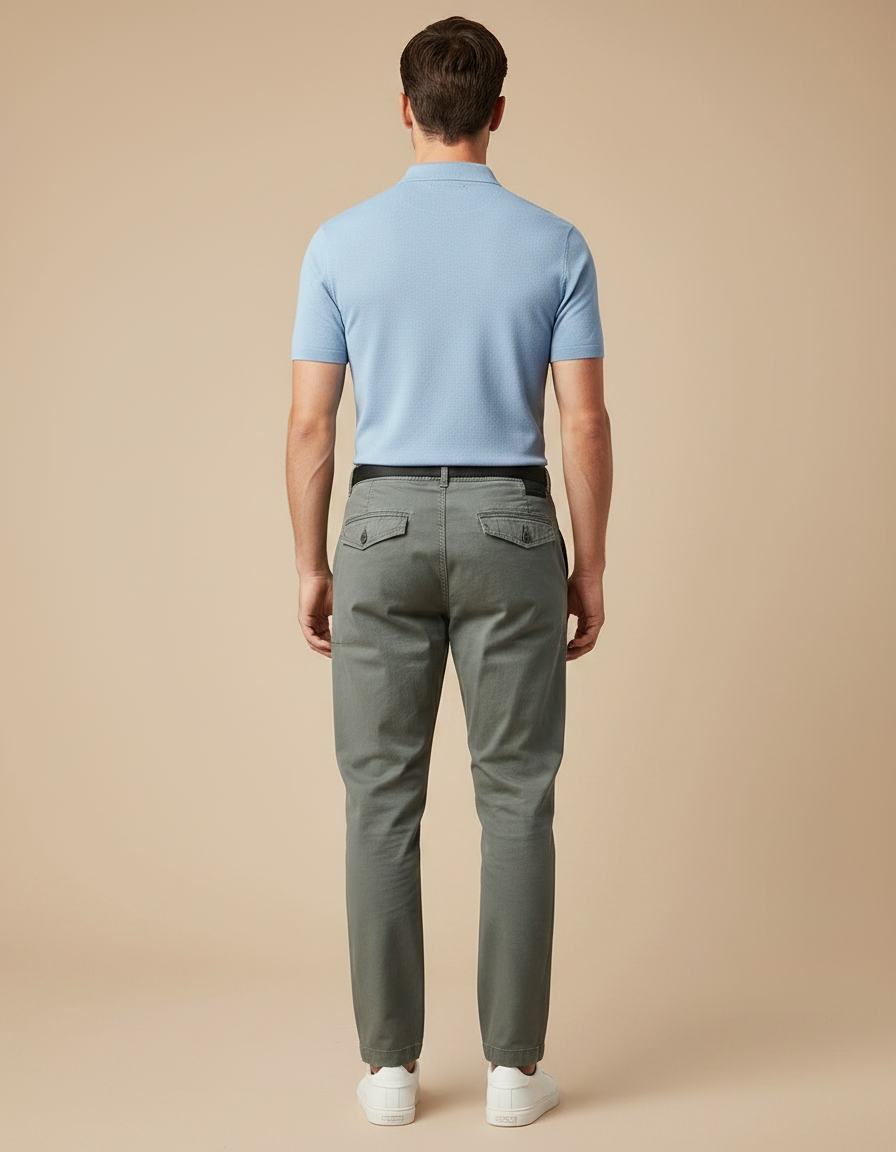 Pantalon Chino Homme Cargo Multipoches Decontracte - Kaki Coton - vue 2