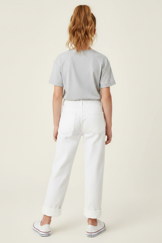 Pantalon Chino Blanc Ample Coton Enfant Décontracté - vue 2