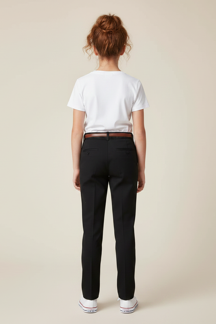 Pantalon Chino Noir Plissé Droit Élégant Enfant - Gabardine - vue 2