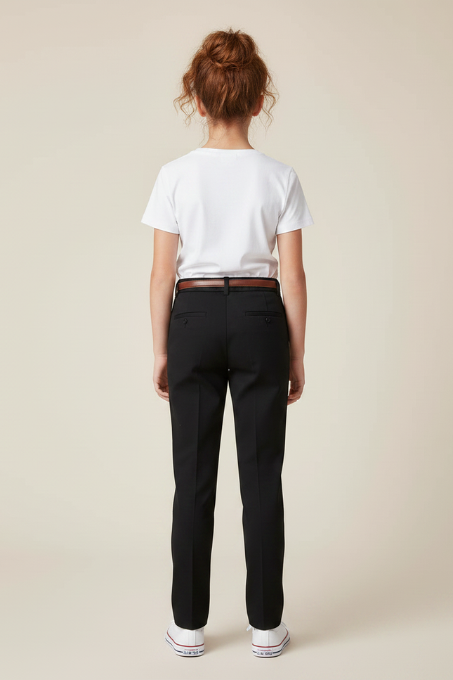 Pantalon Chino Noir Plissé Droit Élégant Enfant - Gabardine - vue 2