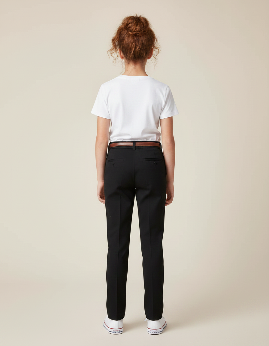 Pantalon Chino Noir Plissé Droit Élégant Enfant - Gabardine - vue 2