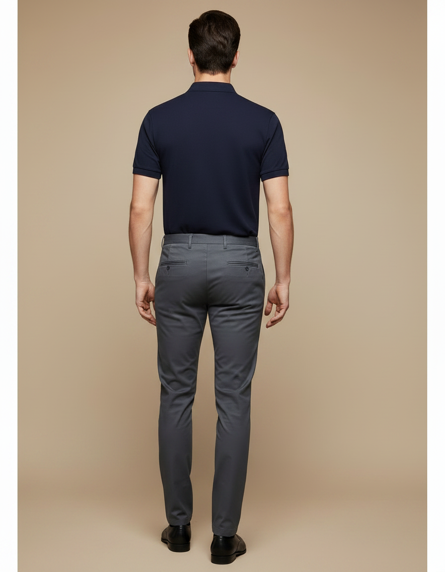 Pantalon Chino Gris Slim Élégant Confortable Business - Gabardine - vue 2