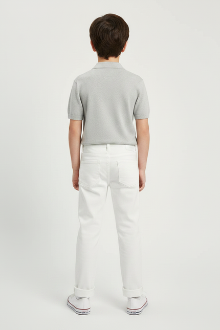Pantalon Chino Blanc Coton Droit Garçon Élégant - vue 2