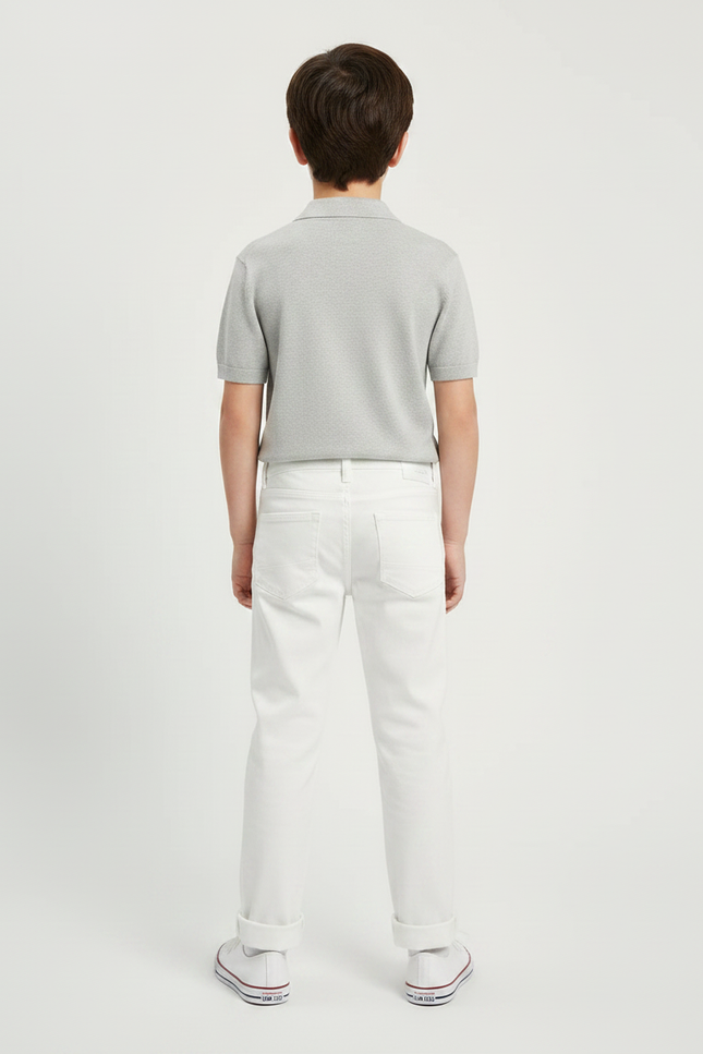 Pantalon Chino Blanc Coton Droit Garçon Élégant - vue 2