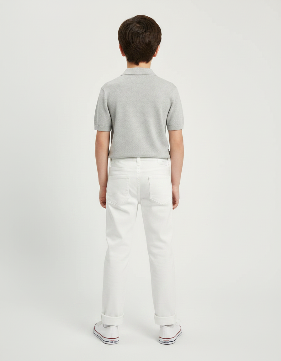 Pantalon Chino Blanc Coton Droit Garçon Élégant - vue 2