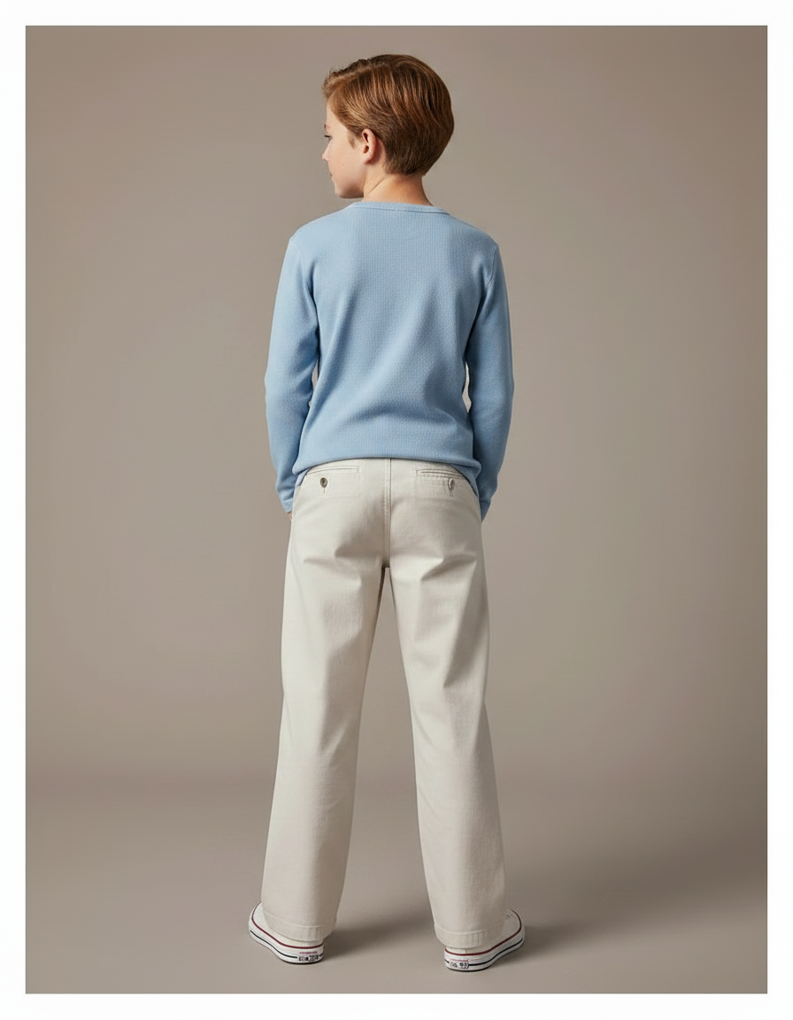 Pantalon Chino Beige Ample Droit Enfant Coton - vue 2