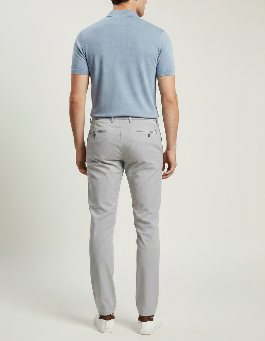 Pantalon Chino Gris Clair Slim Élastique Confortable Homme - Coton - vue 2