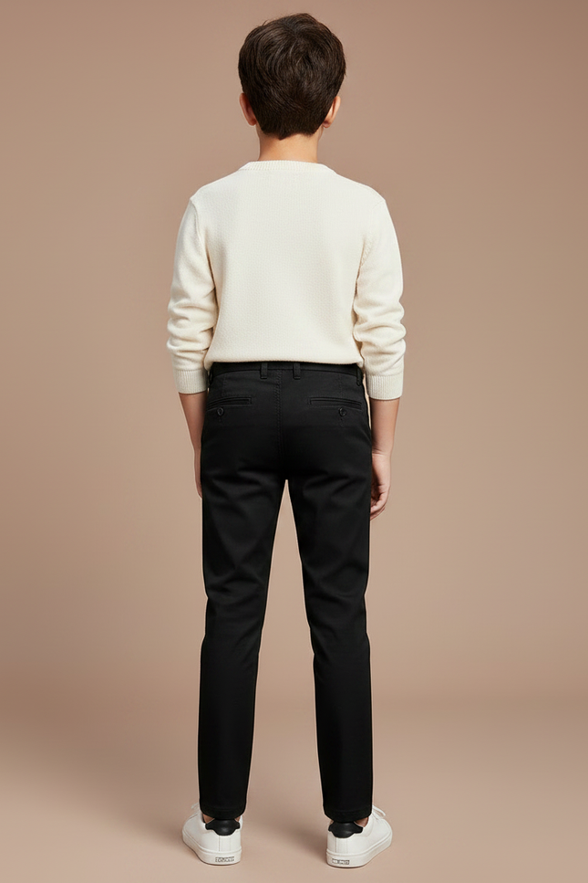 Pantalon Chino Noir Coton Slim Enfant Élégant - vue 2