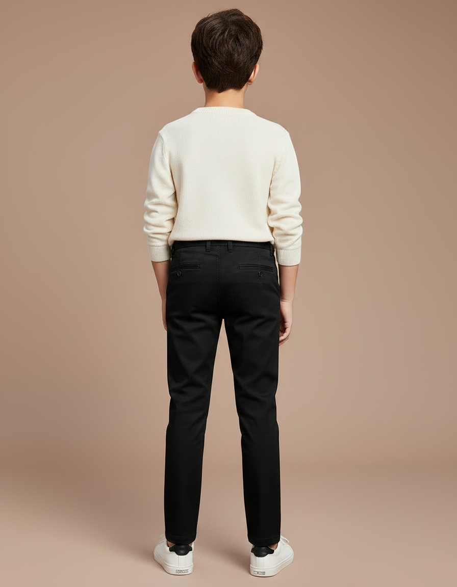 Pantalon Chino Noir Coton Slim Enfant Élégant - vue 2