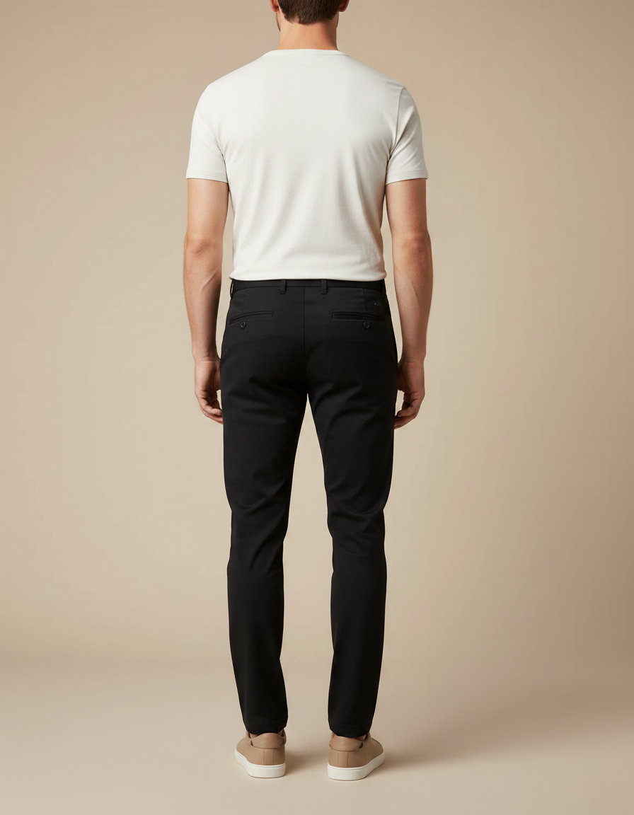 Pantalon Chino Noir Slim Coupe Droite Homme - Gabardine - vue 2