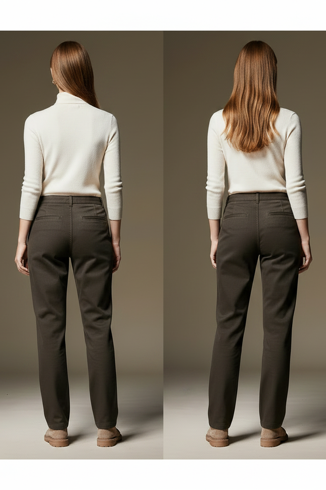 Pantalon Chino Marron Droit Lyocell Décontracté Femme - Gabardine - vue 2