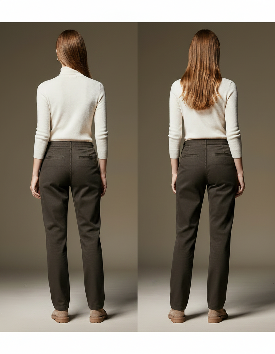 Pantalon Chino Marron Droit Lyocell Décontracté Femme - Gabardine - vue 2