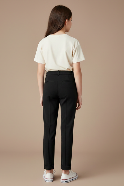 Pantalon Chino Noir Slim Coton Élégant Décontracté Enfant - vue 2