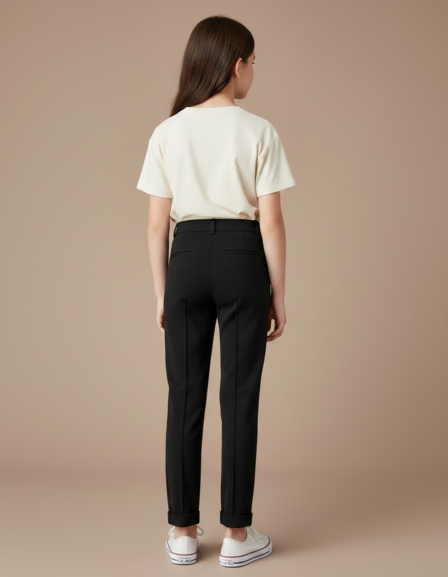 Pantalon Chino Noir Slim Coton Élégant Décontracté Enfant - vue 2