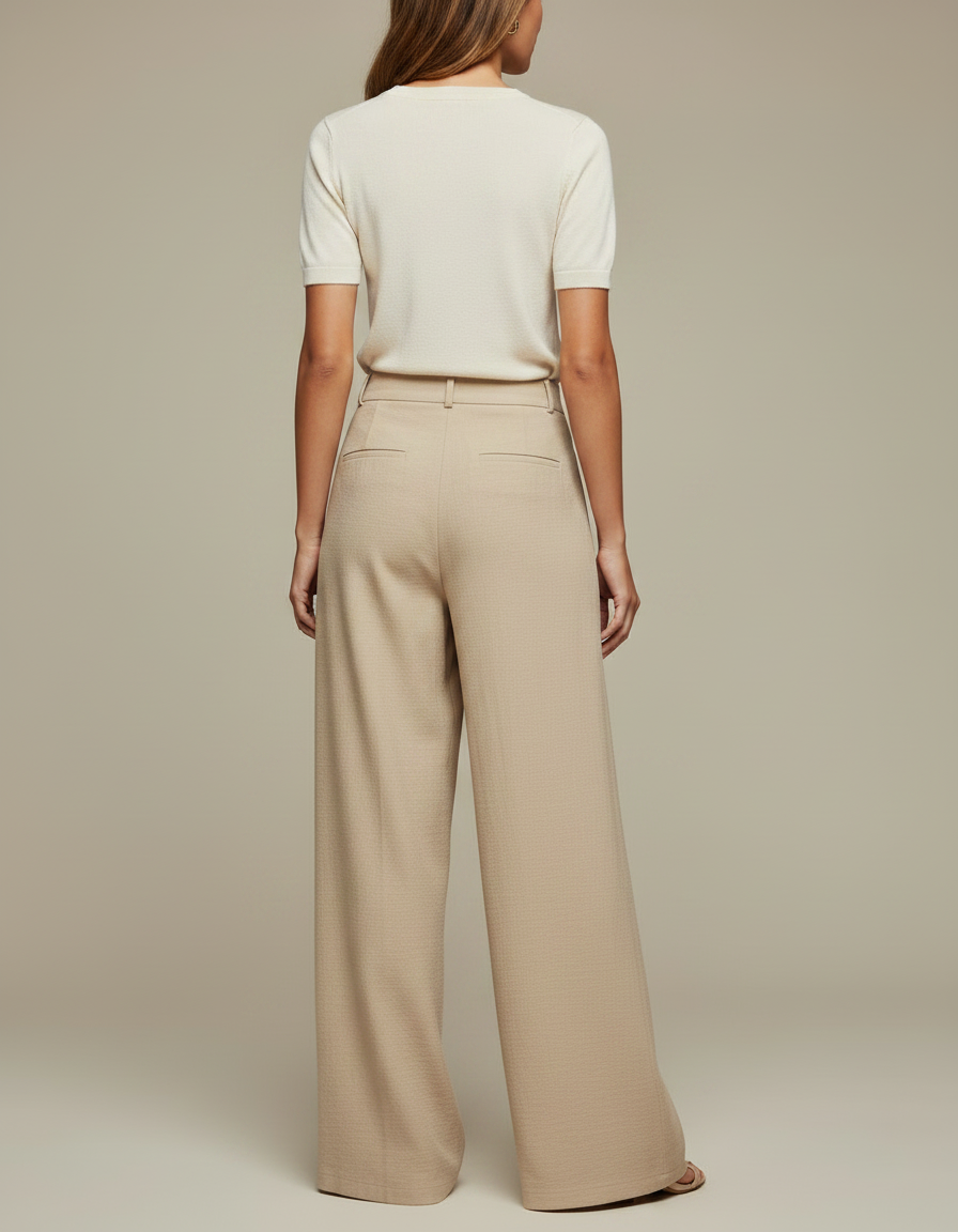 Pantalon Chino Beige Fluide Ample Élégant Femme - Viscose - vue 2