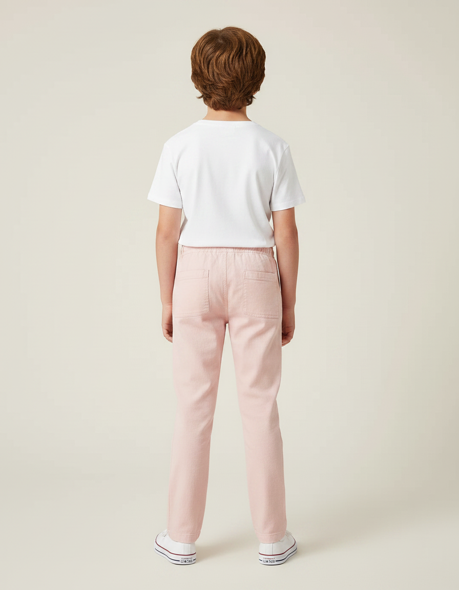 Pantalon Chino Rose Cordon Coton Garçon Décontracté - vue 2
