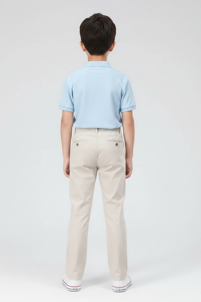 Pantalon Chino Beige Coton Droit Classique Garçon - Gabardine - vue 2