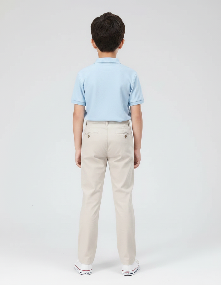 Pantalon Chino Beige Coton Droit Classique Garçon - Gabardine - vue 2