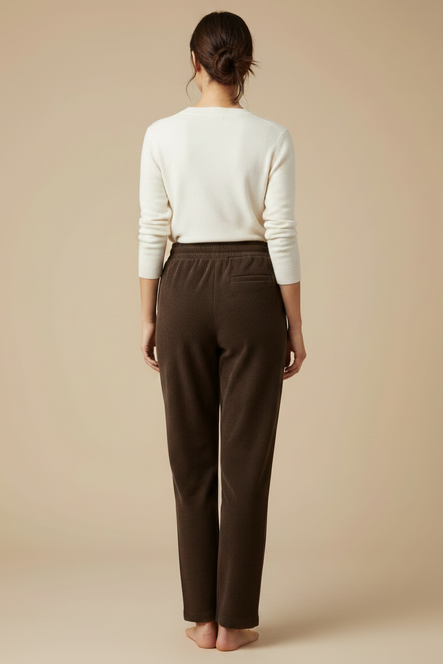 Pantalon Chino Marron Côtelé Droit Confortable Femme - Cordé - vue 2