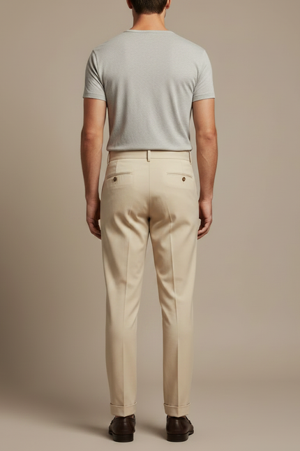 Pantalon Chino Sur Mesure - Beige Gabardine - vue 2