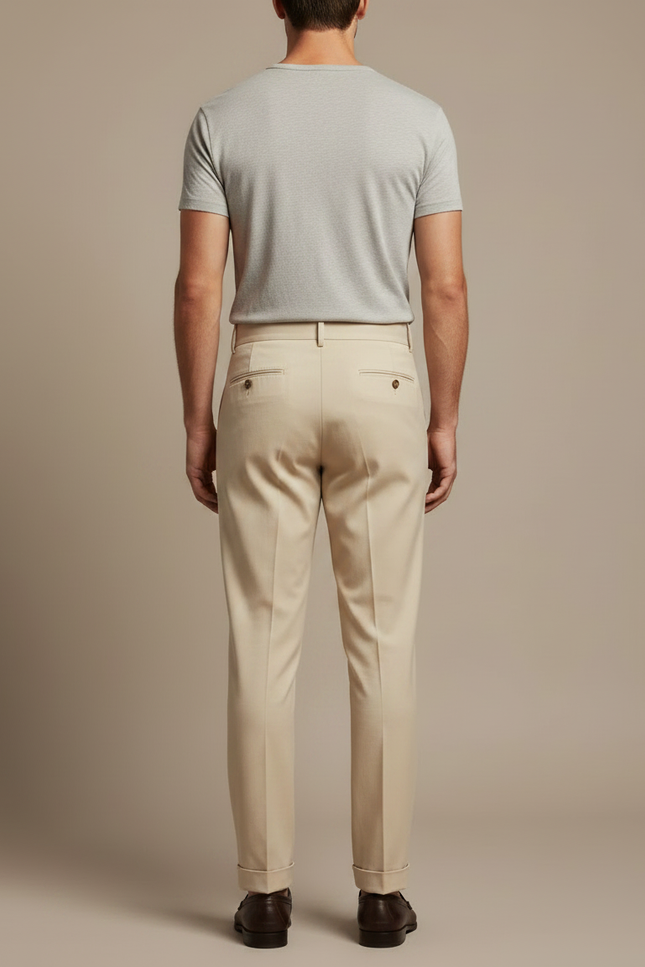 Pantalon Chino Sur Mesure - Beige Gabardine - vue 2