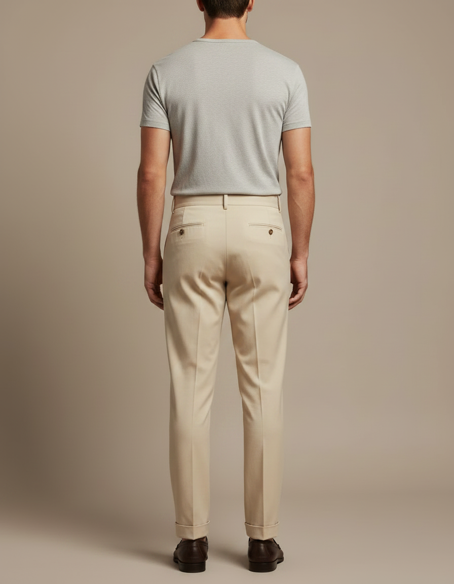Pantalon Chino Sur Mesure - Beige Gabardine - vue 2
