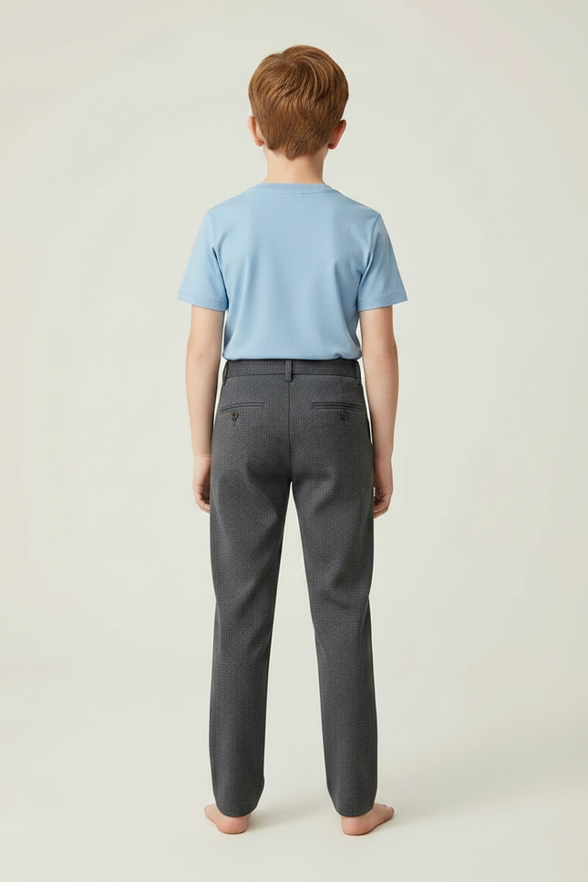 Pantalon Chino Gris Texturé Coupe Droite Enfant - Tweed - vue 2