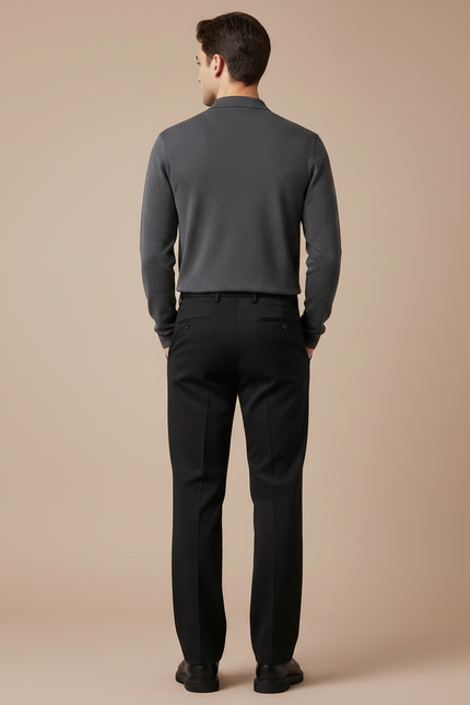 Pantalon Chino Noir Droit Formel Homme Élégant - Gabardine - vue 2