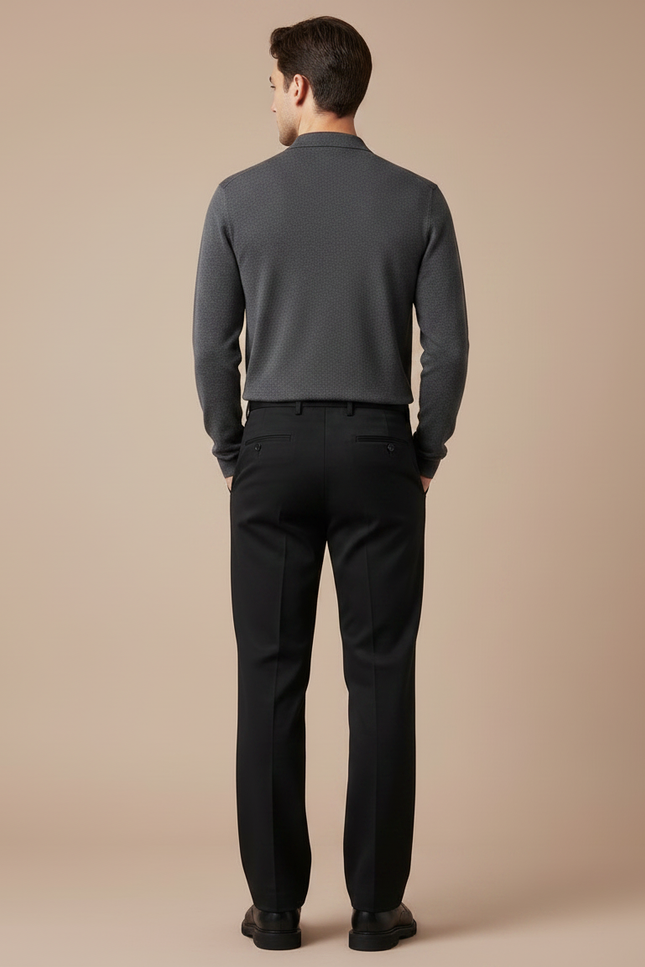 Pantalon Chino Noir Droit Formel Homme Élégant - Gabardine - vue 2