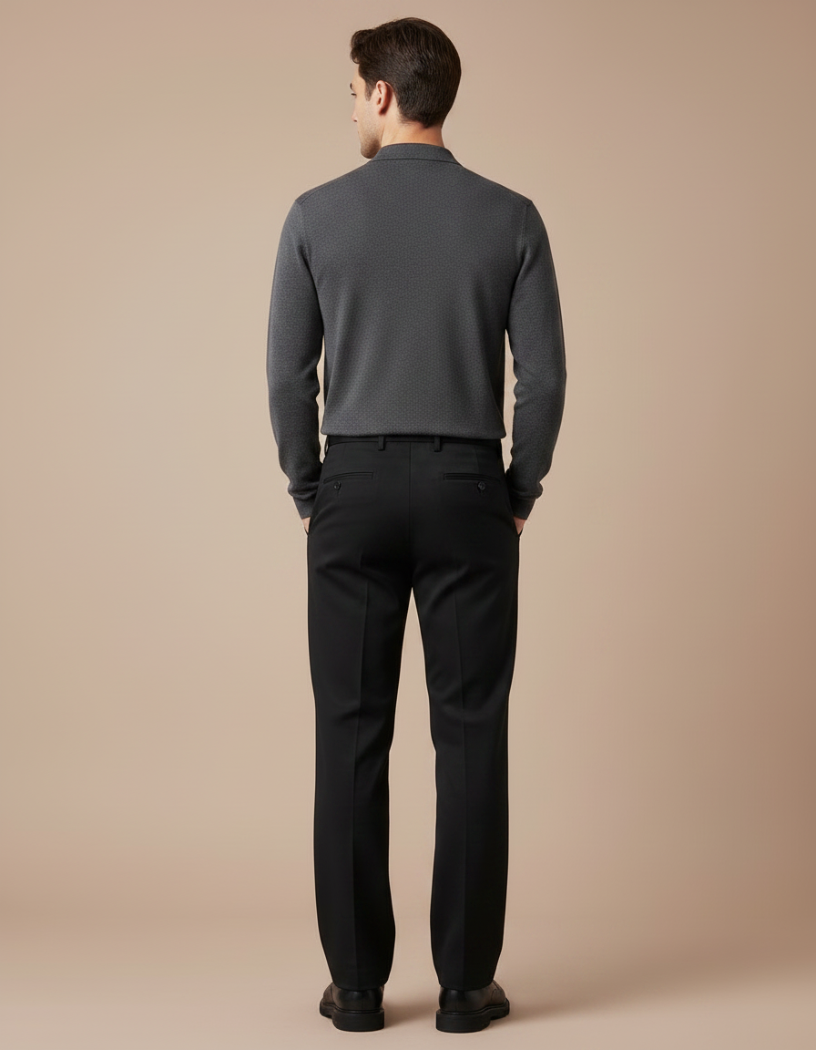 Pantalon Chino Noir Droit Formel Homme Élégant - Gabardine - vue 2