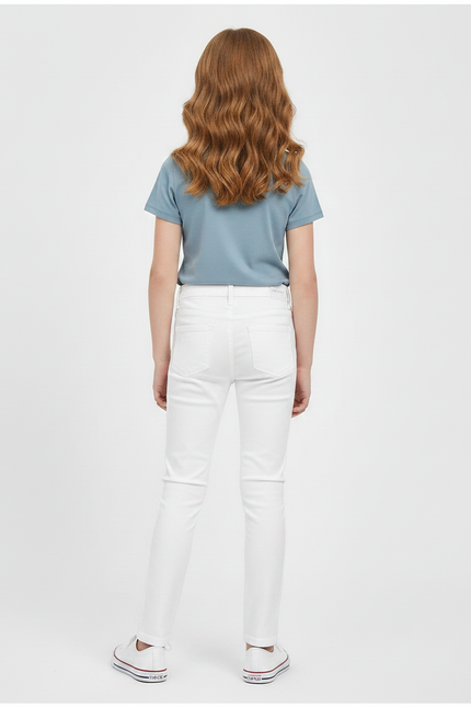 Pantalon Chino Blanc Skinny Coton Fille Uni - vue 2