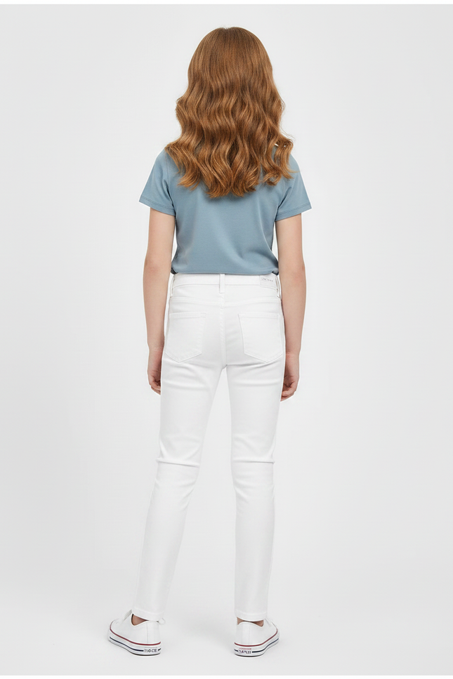 Pantalon Chino Blanc Skinny Coton Fille Uni - vue 2