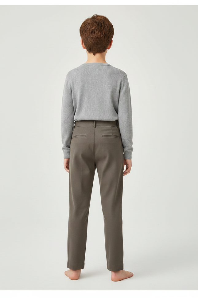 Pantalon Chino Kaki Plissé Coton Décontracté Garçon - vue 2
