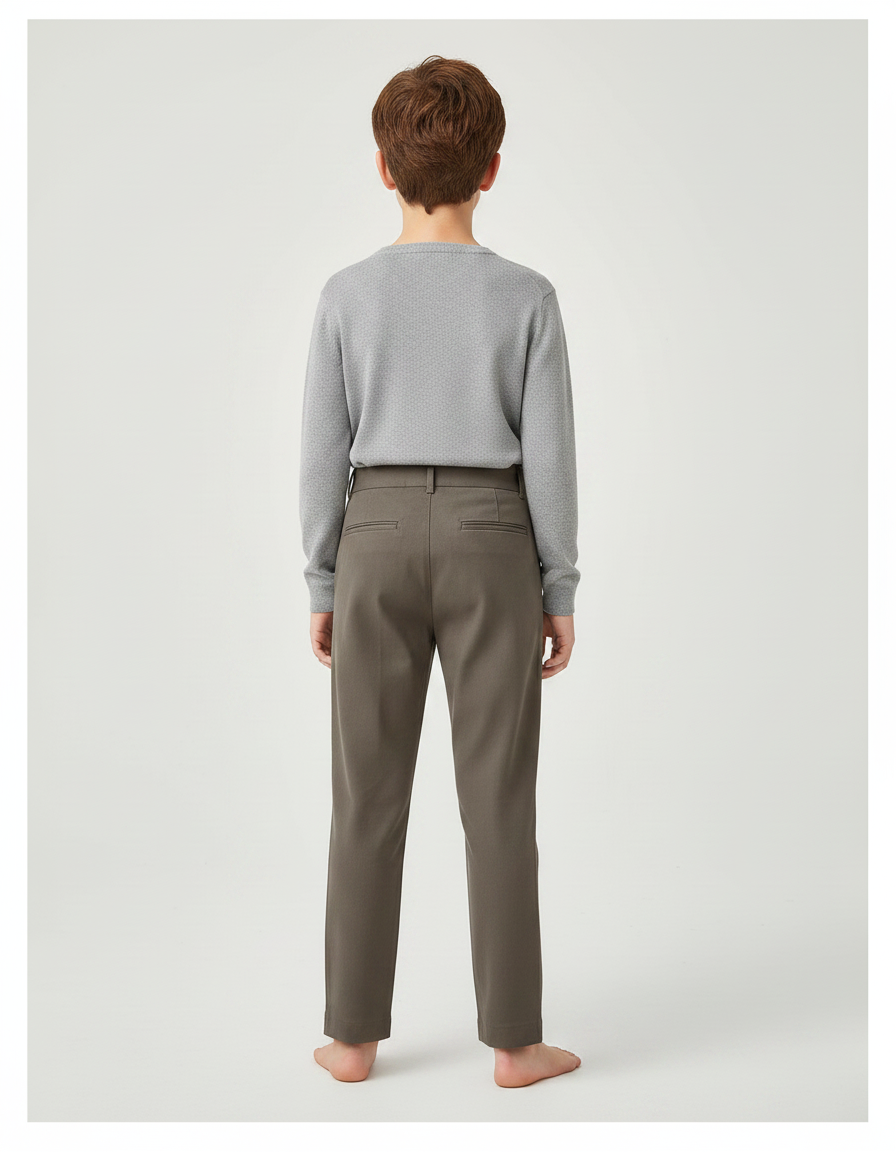 Pantalon Chino Kaki Plissé Coton Décontracté Garçon - vue 2