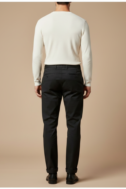 Pantalon Chino Noir Coton Droit Tapered Homme - vue 2