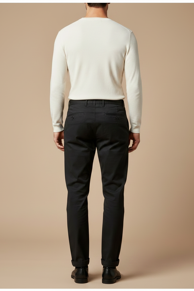 Pantalon Chino Noir Coton Droit Tapered Homme - vue 2