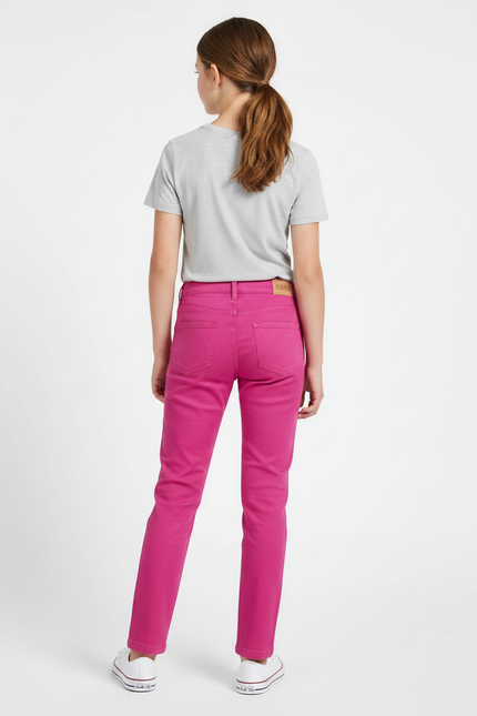 Pantalon Chino Rose Fille Slim Coton Extensible - vue 2
