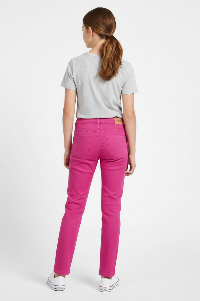 Pantalon Chino Rose Fille Slim Coton Extensible - vue 2