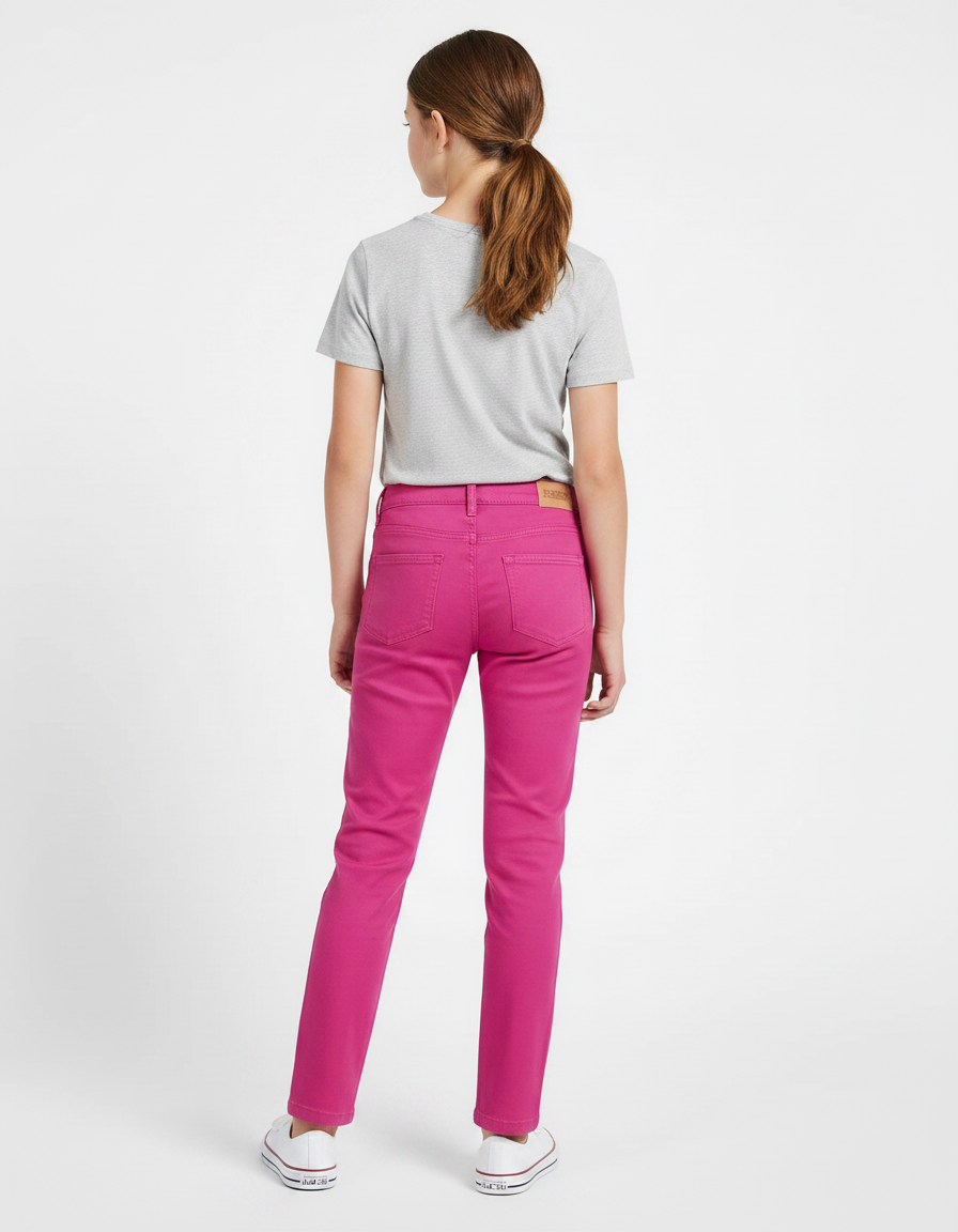 Pantalon Chino Rose Fille Slim Coton Extensible - vue 2