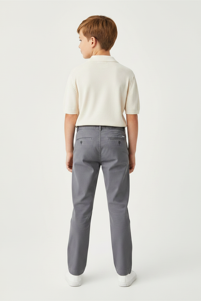 Pantalon Chino Garçon Gris Tapered - Gabardine - vue 2