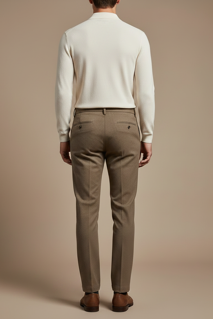 Pantalon Chino Homme Marron Droit Élégant Business Casual - Tweed - vue 2