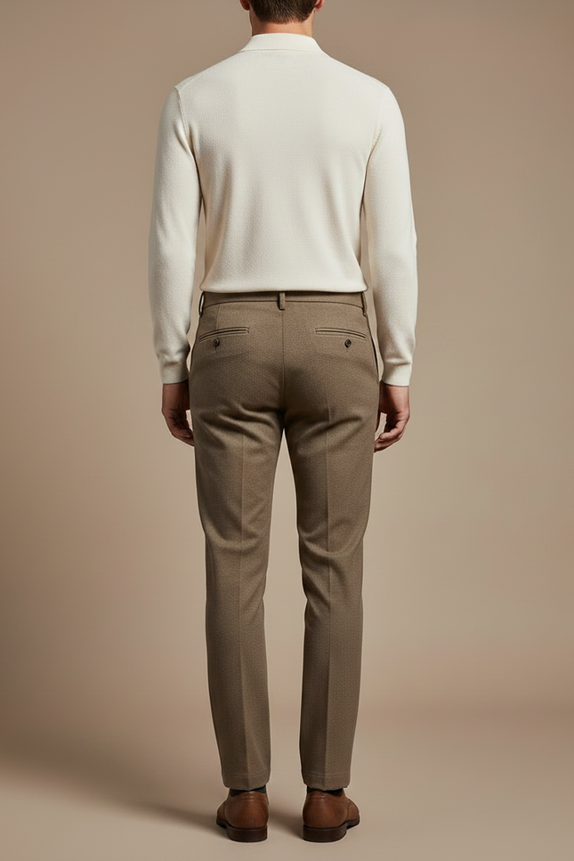 Pantalon Chino Homme Marron Droit Élégant Business Casual - Tweed - vue 2