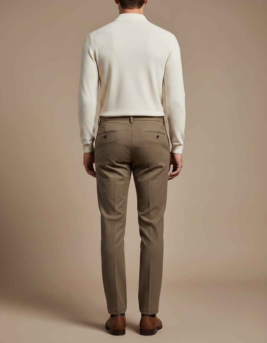 Pantalon Chino Homme Marron Droit Élégant Business Casual - Tweed - vue 2