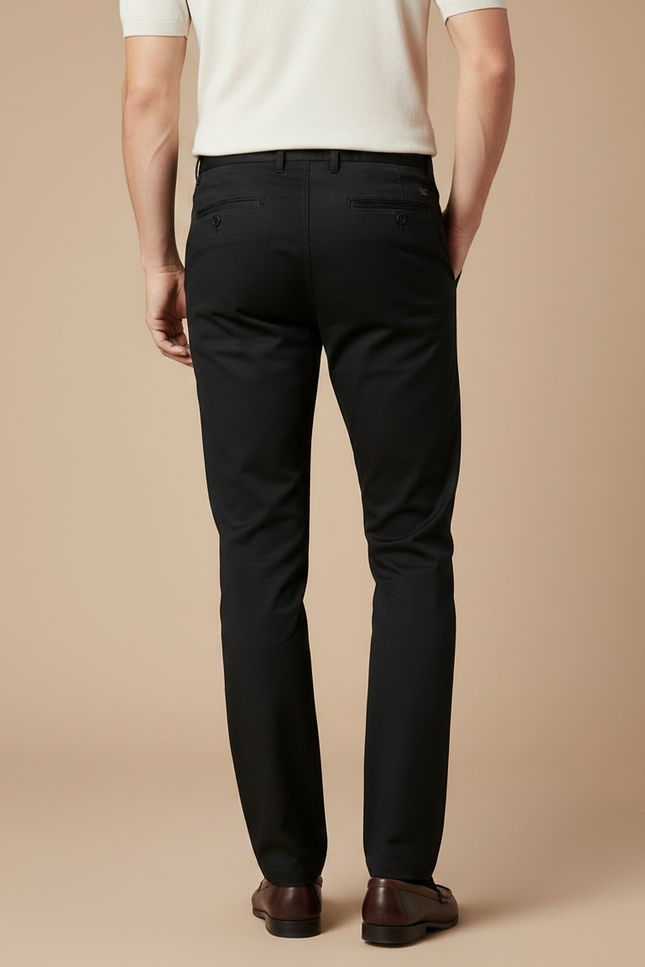 Pantalon Chino Noir Coton Coupe Droite Homme - vue 2