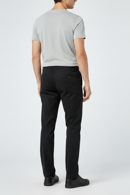 Pantalon Chino Noir Coton Droit Confortable Homme - vue 2