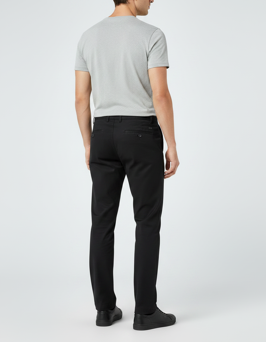 Pantalon Chino Noir Coton Droit Confortable Homme - vue 2