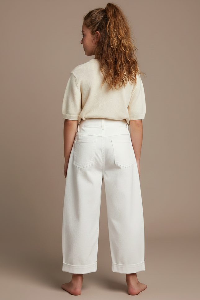 Pantalon Chino Écru Coton Ample Décontracté Enfant - Blanc Toile - vue 2